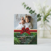 Elegant Pine Gold Red Bow kerst Feestdagenkaart (Staand voorkant)