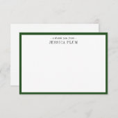 Elégant Pine Green Carte de remerciements personna (Devant / Derrière)