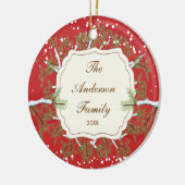 Elegant Pine Tree Branche Dated Family Kerstmis Keramisch Ornament (Links)