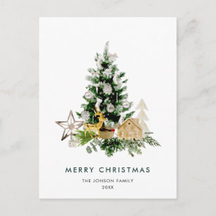 Elegant Pine Tree Christmas Company Vakantie Briefkaart