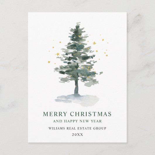 Elegant Pine Tree kerst Corporate Greening Briefkaart (Voorkant)
