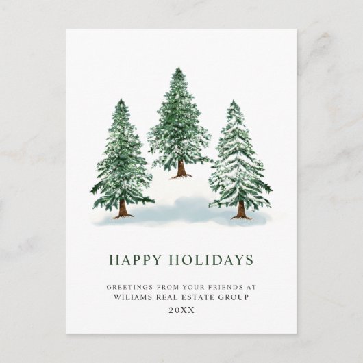 Elegant Pine Tree kerst Corporate Greening Briefkaart (Voorkant)