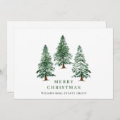 Elegant Pine Tree kerst Corporate Greening Feestdagenkaart (Voorkant / Achterkant)