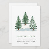 Elegant Pine Tree kerst Corporate Greening Feestdagenkaart (Voorkant / Achterkant)
