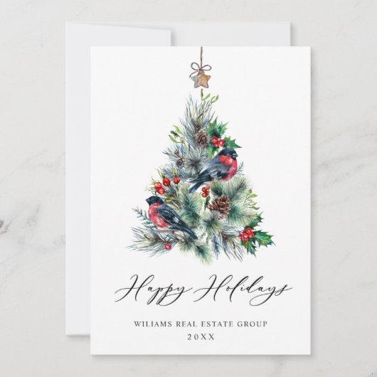 Elegant Pine Tree kerst Corporate Greening Feestdagenkaart (Voorkant)