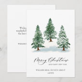 Elegant Pine Tree kerst Corporate Greening Feestdagenkaart (Voorkant / Achterkant)