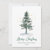 Elegant Pine Tree kerst Corporate Greening Feestdagenkaart (Voorkant)