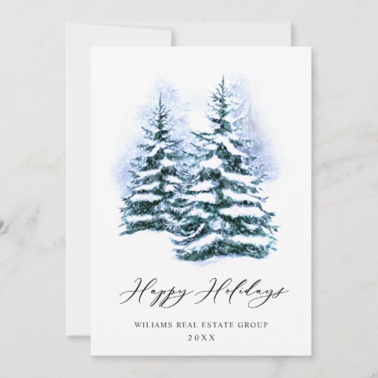 Elegant Pine Tree kerst Corporate Greening Feestdagenkaart (Voorkant)