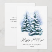 Elegant Pine Tree kerst Corporate Greening Feestdagenkaart (Voorkant / Achterkant)
