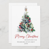 Elegant Pine Tree kerst Corporate Greening Feestdagenkaart (Voorkant / Achterkant)