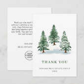 Elegant Pine Tree kerst Corporate Holiday Bedankkaart (Voorkant / Achterkant)