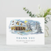 Elegant Pine Tree kerst Corporate Holiday Bedankkaart (Staand voorkant)