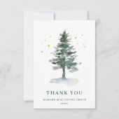 Elegant Pine Tree kerst Corporate Holiday Bedankkaart (Voorkant)