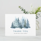 Elegant Pine Tree kerst Corporate Holiday Bedankkaart (Staand voorkant)