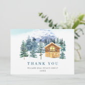 Elegant Pine Tree kerst Corporate Holiday Bedankkaart (Staand voorkant)