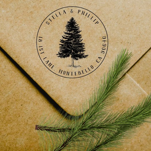 Elegant Pine Tree  retouradres Rubberstempel