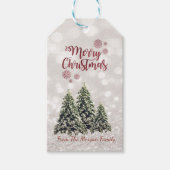 Elegant,Pine Trees,Glittery Bokeh Cadeaulabel (Voorkant)