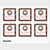 Elegant Pine Wreath Christmas Sticker Personalized (Vel)