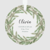 Elégant Pine Wreath Photo Baby First Christmas (dos)