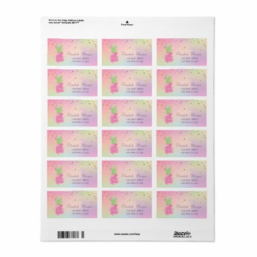 Elegant Pineappel Confetti Holographic Etiket (Full Sheet)