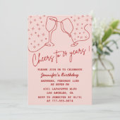 Elegant Pink 24th birthday invitations Cheers  (Debout devant)