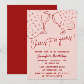 Elegant Pink 24th birthday invitations Cheers  (Devant / Derrière)