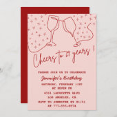 Elegant Pink 29e anniversaire invitations Cheers (Devant / Derrière)