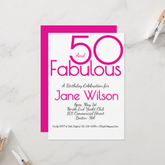 Elegant Pink 50 and Fabulous Birthday   Kaart