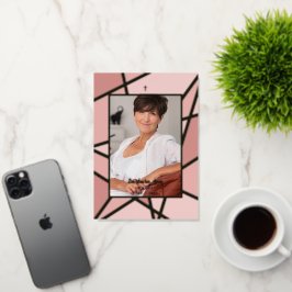 Elegant Pink Abstract Foto Memorial Funeral Folie Feestdagenkaart