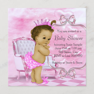 Elegant Pink African American Baby shower Kaart