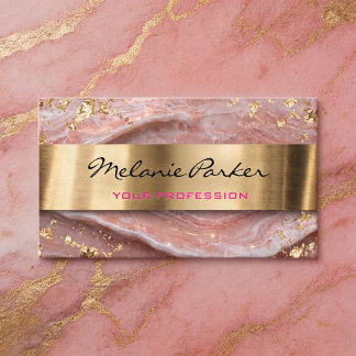 Elegant pink agate marble metallic  visitekaartje