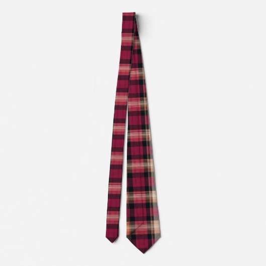 Elegant Pink and Brown Plaid Gingham Pattern Stropdas (Achterkant)