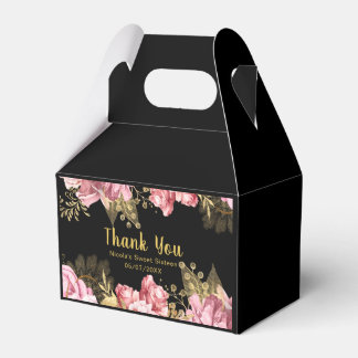 Elegant Pink and Gold Flowers Sweet Sixteen  Bedankdoosjes