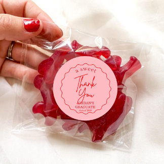 Elegant Pink and Gold Graduation Thank You Favor Ronde Sticker