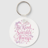 Elegant Pink and Purple Sparkle Script Sleutelhanger (Achterkant)