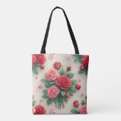 Elegant Pink and Red Rose Bouquets Draagtas (Achterkant)