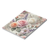 Elegant Pink and White Rose Pattern Notepad Notitieblok (Gedraaid)