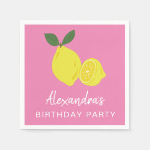 Elegant Pink and Yellow Lemon Party Servet