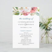 Elégant Pink Aquarelle Floral Wedding Programme (Debout devant)