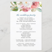 Elégant Pink Aquarelle Floral Wedding Programme (Dos)