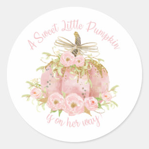 Elegant Pink Baby shower Girl Ronde Sticker