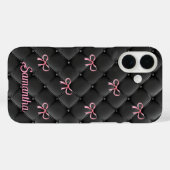 Elegant pink black coquette bows pattern monogram Case-Mate iPhone case (Achterkant (horizontaal))