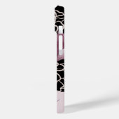 Elegant Pink & Black Floral Monogrammen Case-Mate iPhone Case (Achterkant / Links)