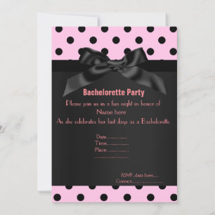 ELEGANT PINK BLACK SPOT BACHELORETTE KAART
