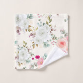 Élégant Pink blanc floral  (Gant de toilette)