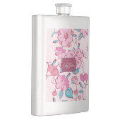 Elegant Pink Blossom Custom Name Floral Design Flacon (Rechts)