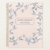 Élégant Pink & blue French toile Planner (Devant)