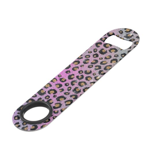 Elegant Pink Blue Gold Glitter Black Leopard (Devant angulaire)