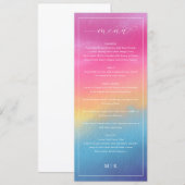 Elegant Pink Blue Gradient Wedding Menu (Devant / Derrière)