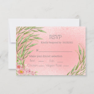 Elegant Pink Blush Floral Greenery Waterverf RSVP
